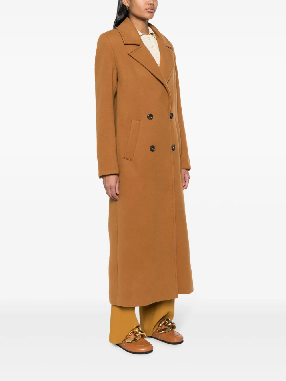 FORTE FORTE DOUBLE-BREASTED VIRGIN WOOL MAXI COAT