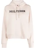 Tommy Hilfiger logo-embroidered cotton hoodie - Neutrals