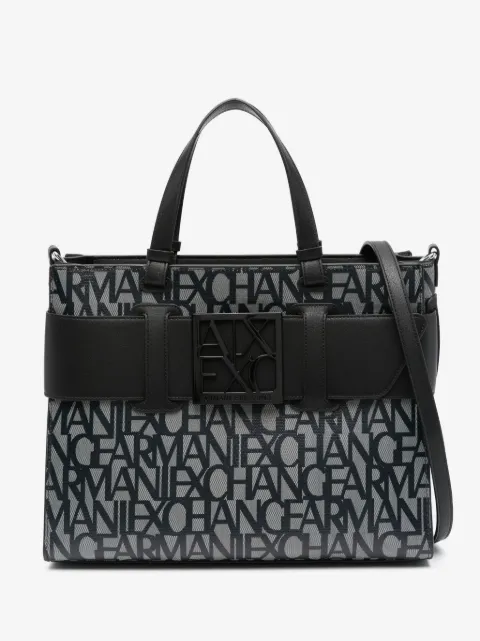 Armani Exchange logo-print zip-fastening tote bag