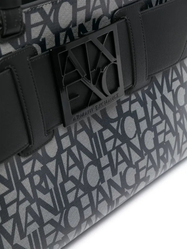 Armani Exchange logo-print zip-fastening Tote Bag | Black