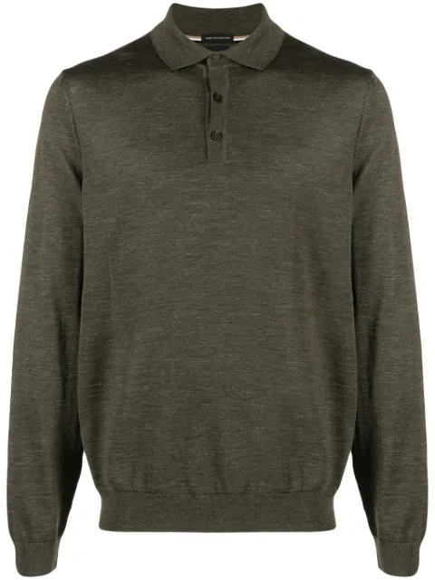 BOSS long-sleeved virgin wool polo shirt