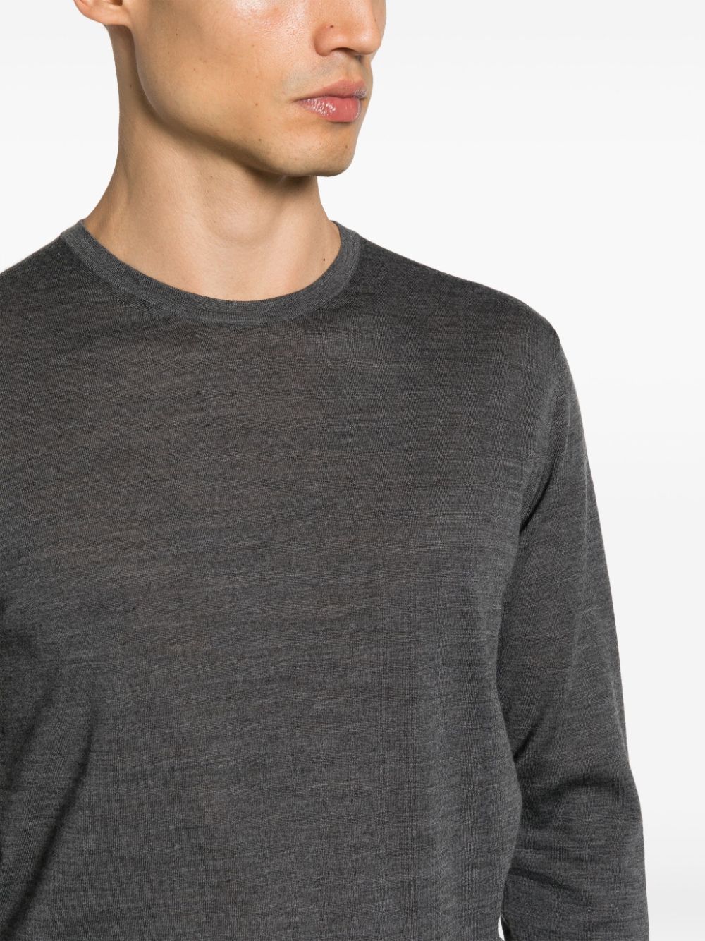 Shop Modes Garments Fine-knit Merino Wool Jumper In Grey