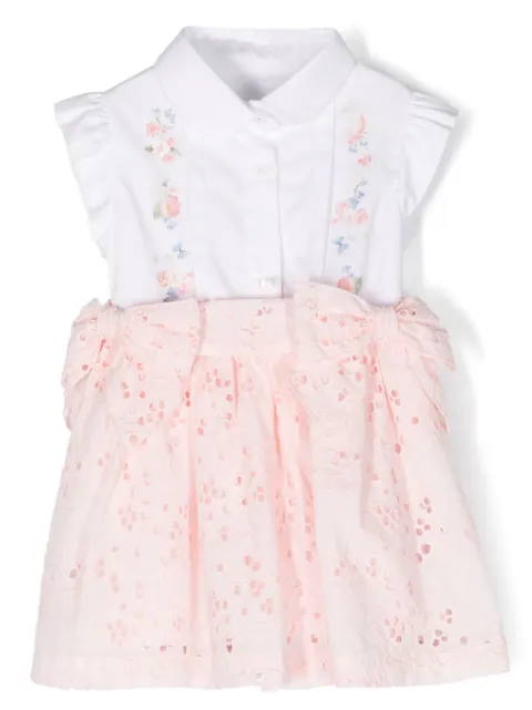 Lapin House floral-print broderie-anglaise dress