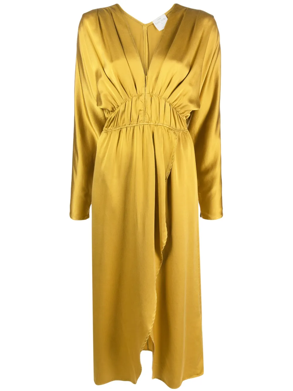 Forte Forte Draped Silk Midi Dress In Gold