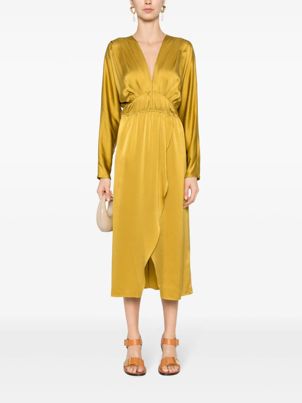 Forte Forte draped silk midi dress - GOLD