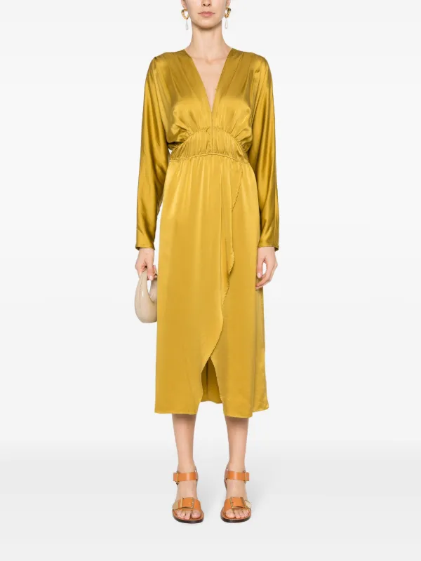 Gold silk hotsell midi dress
