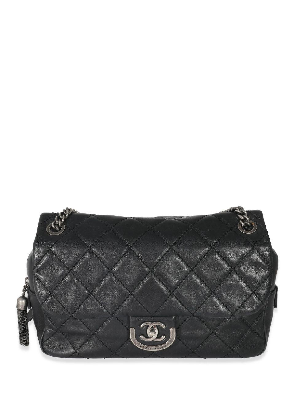 Pre-owned Chanel 2013 Paris-edinburgh Jumbo Flap Shoulder Bag In Black