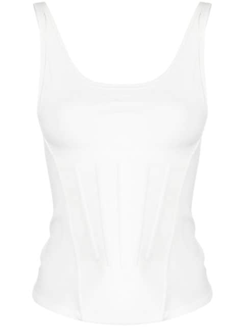 Mugler logo-embossed corset tank top