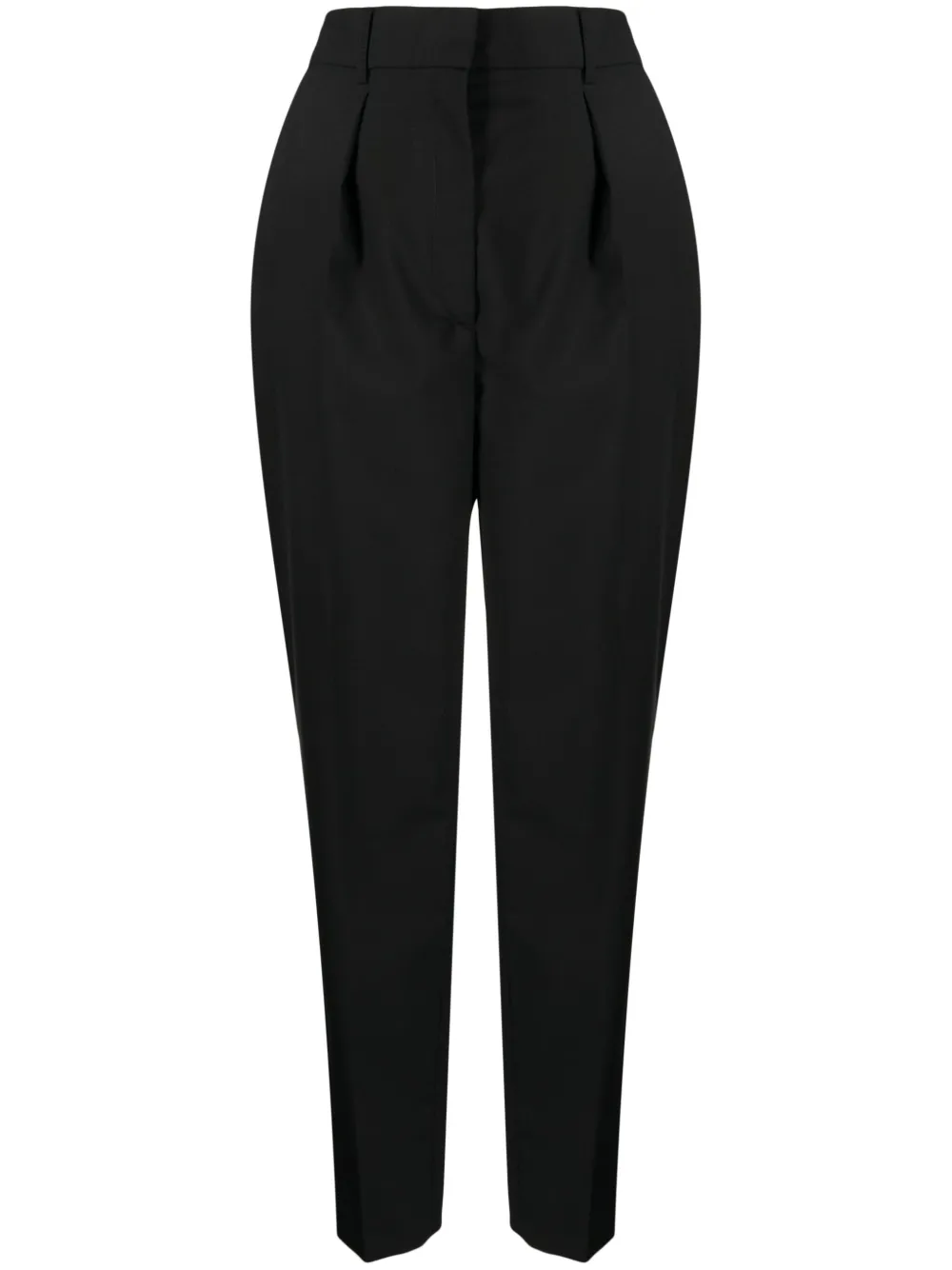 Róhe Broek met geplooid detail Zwart