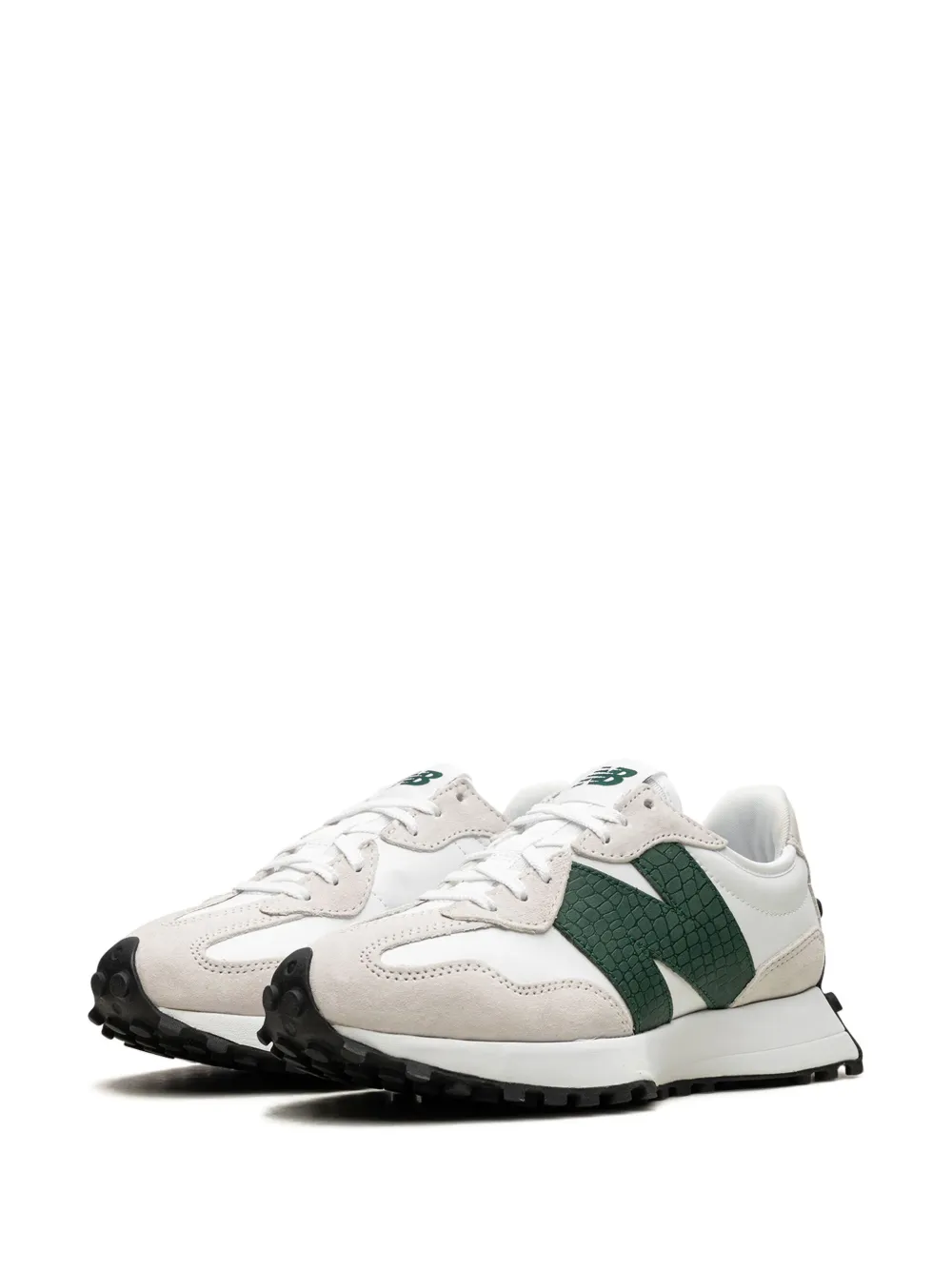 New Balance 327 Sneakers In Off-white And Green In Nude