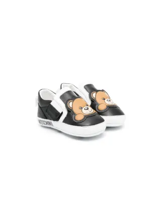 Moschino Kids Teddy Bear Appliqué Sneakers | Black | FARFETCH