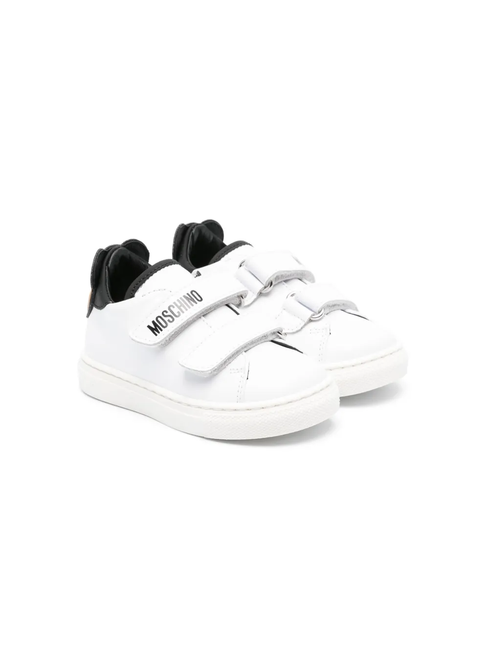 Moschino Kids Teddy Bear touch-strap leather sneakers | White | Image 1