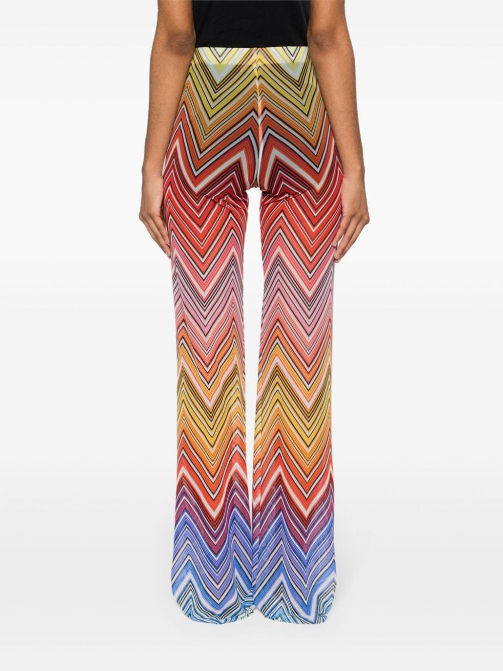 Shop Missoni Zigzag-print Straight-leg Tulle Trousers In Red