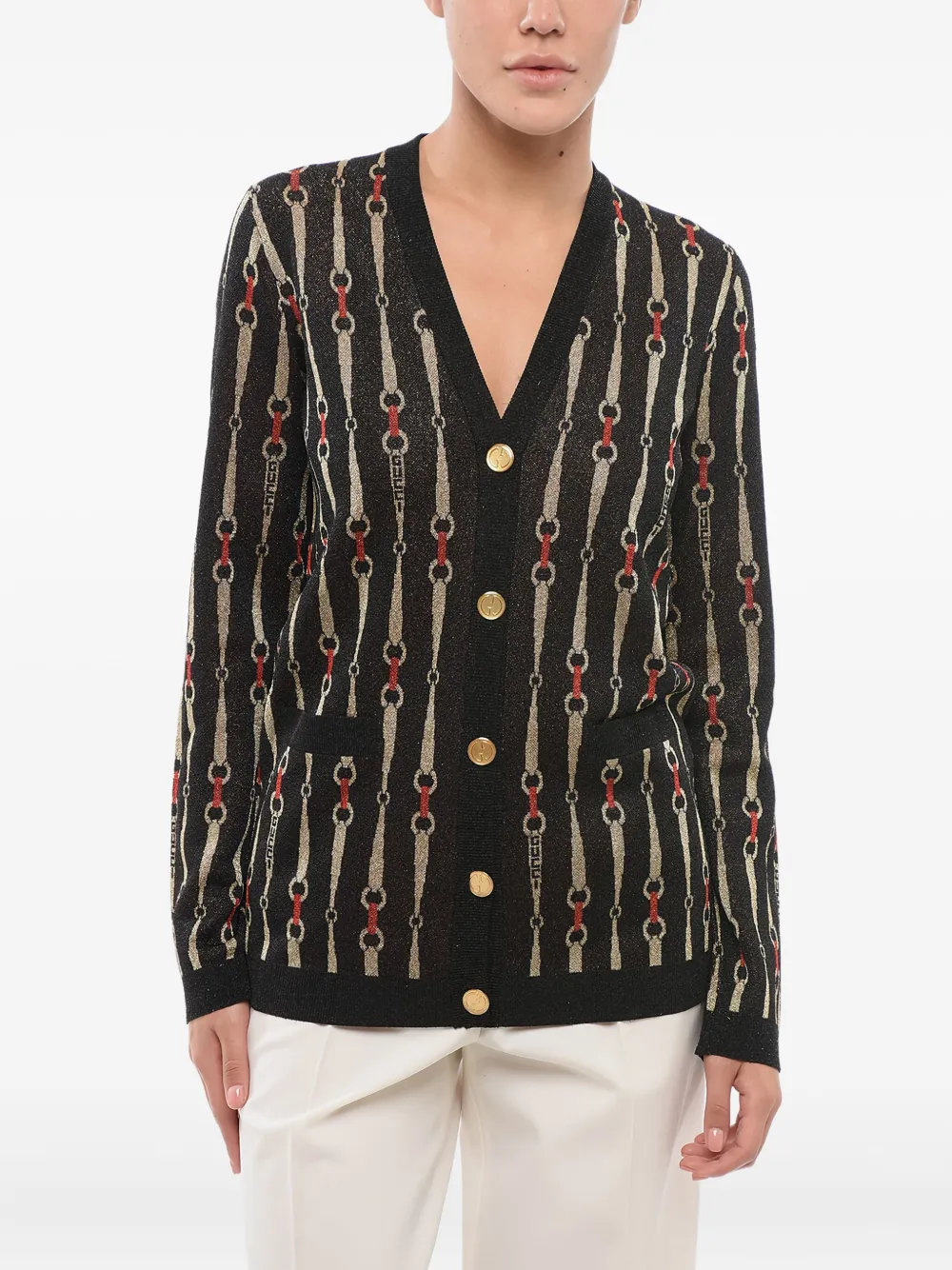 Gucci Horsebit lamé jacquard cardigan | Black | Image 1