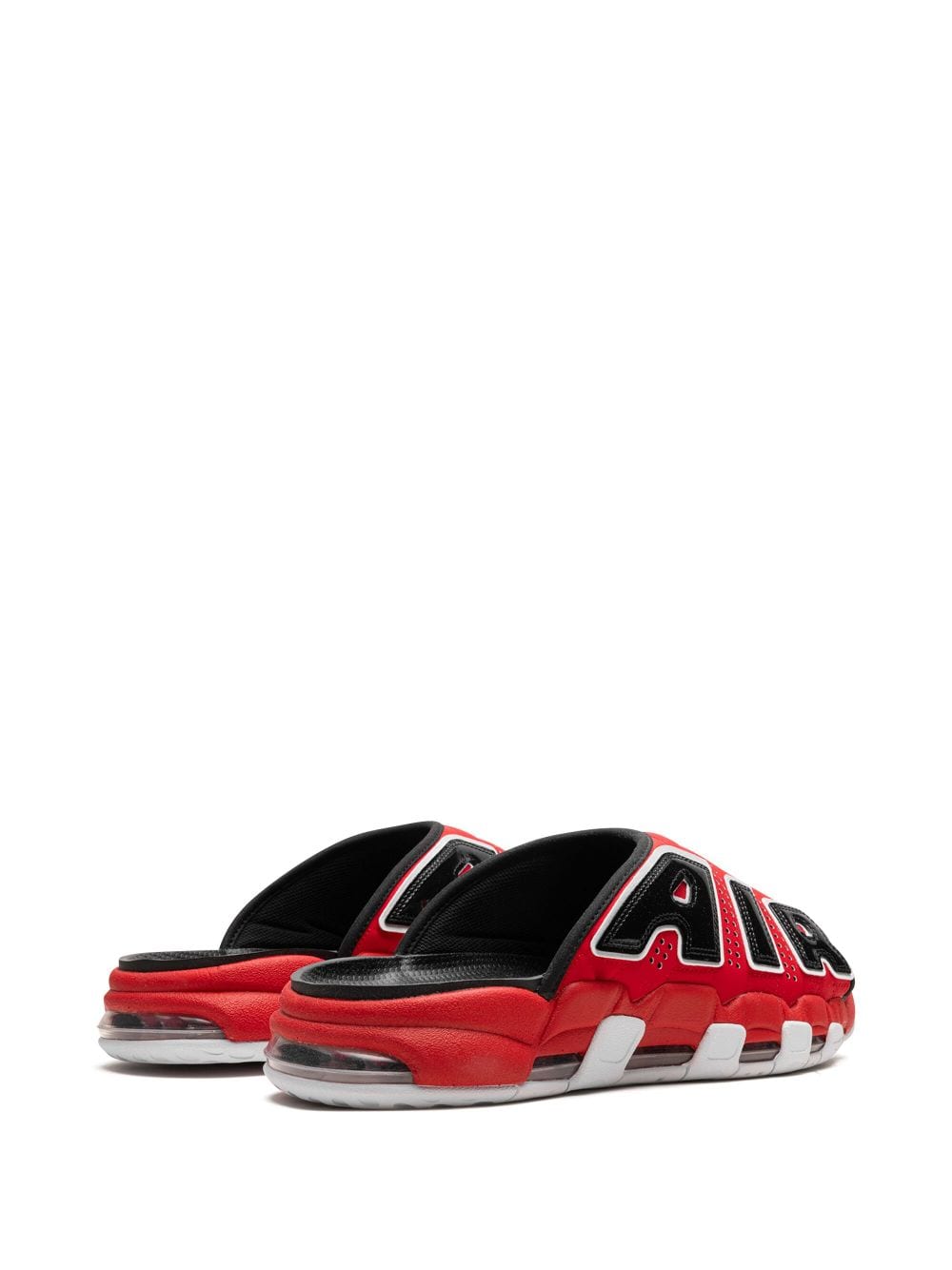 Shop Nike Air More Uptempo "bulls" Slides In Red
