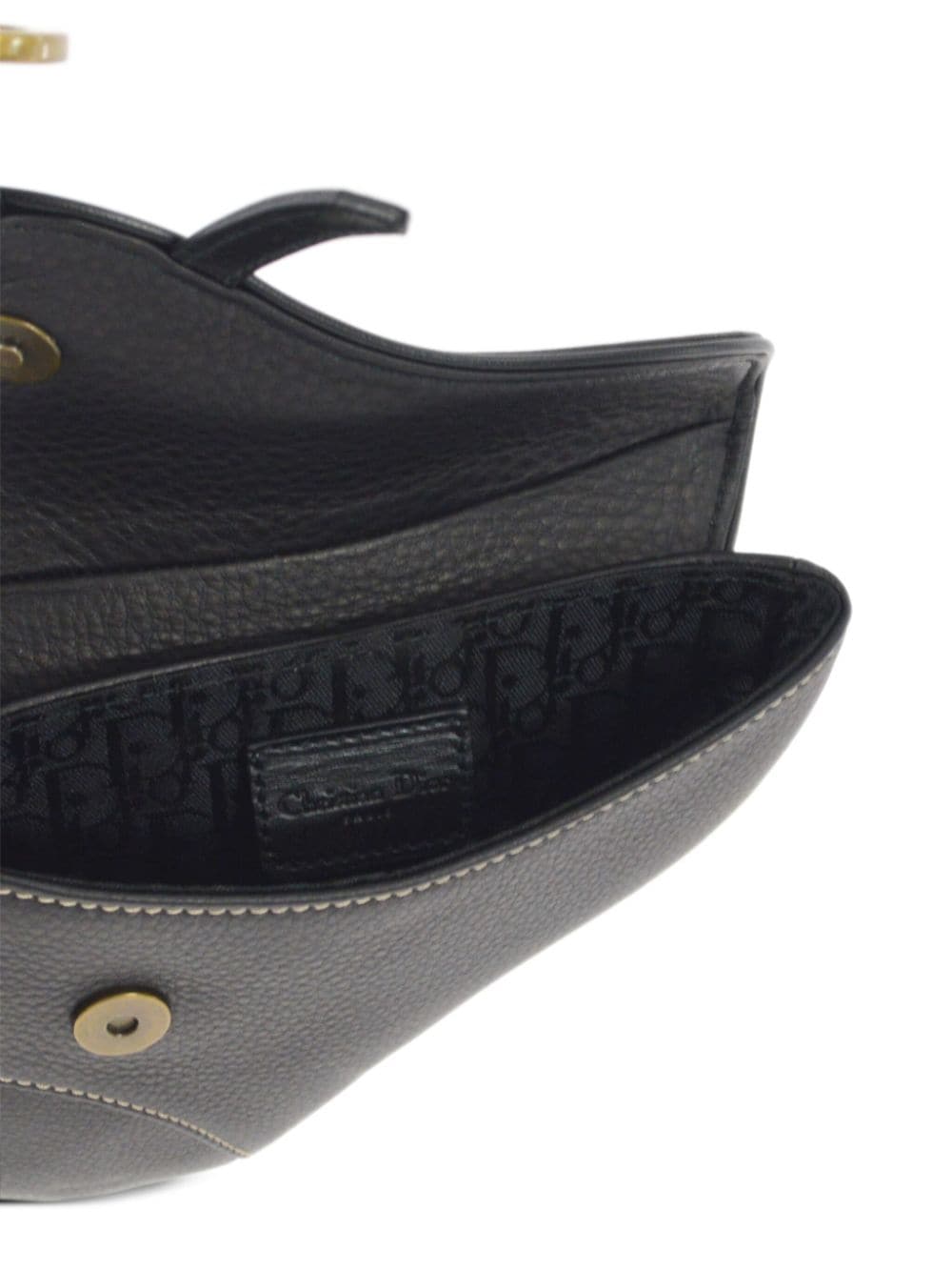 Pre-owned Dior 2003  Saddle Leather Belt Bag In Black