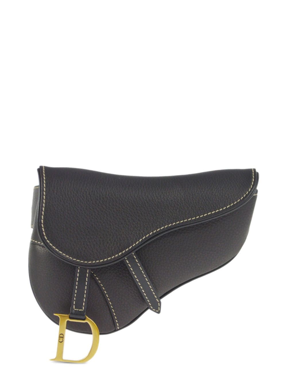 Pre-owned Dior 2003  Saddle Leather Belt Bag In Black