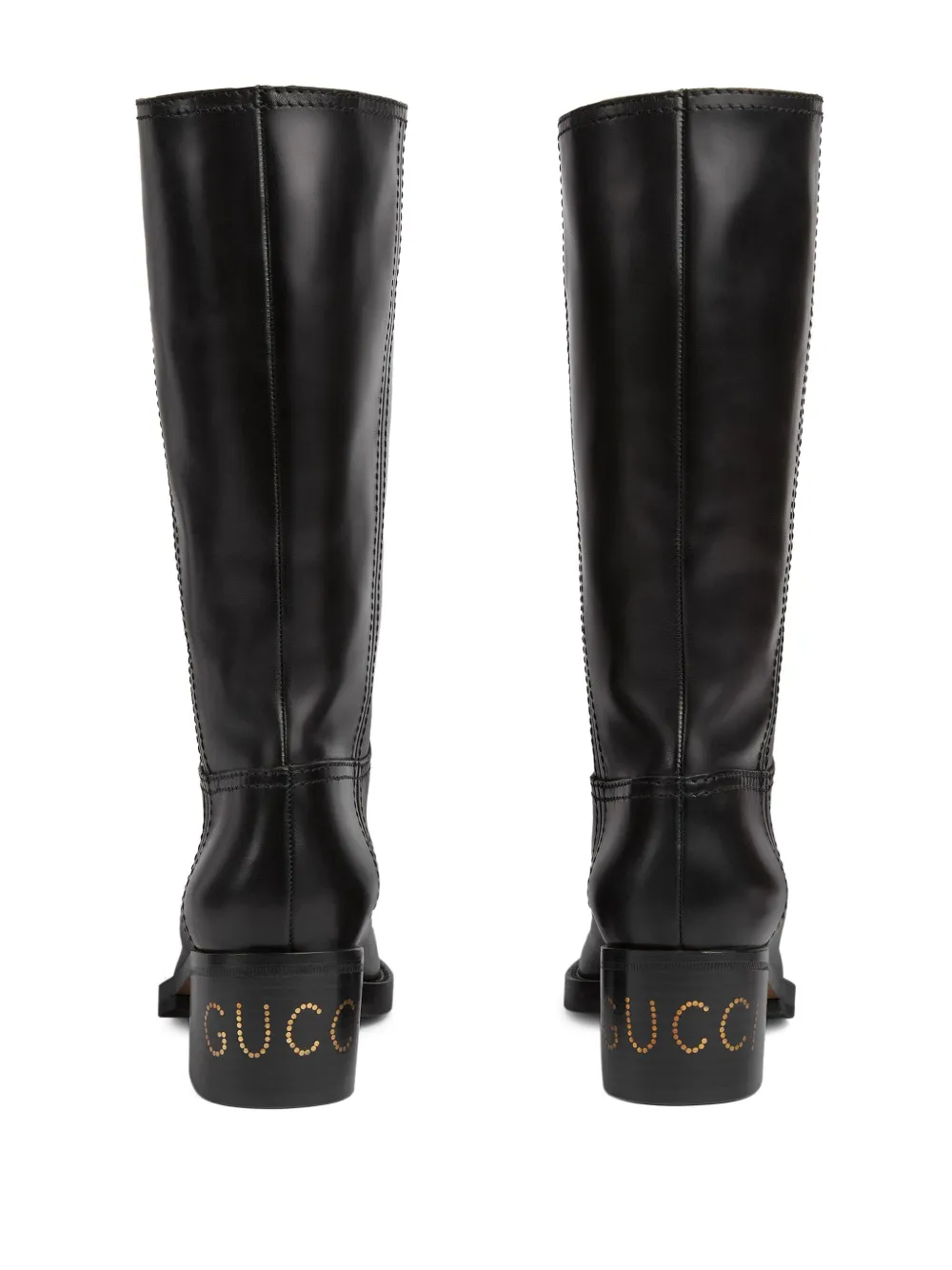 Gucci 45mm Logo-studded Leather Boots In Black
