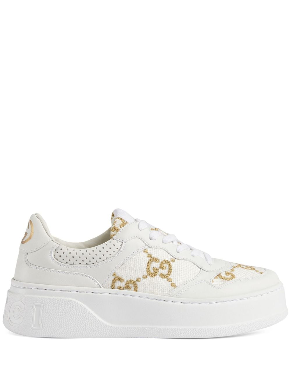 Shop Gucci Gg Supreme Panelled Sneakers In White