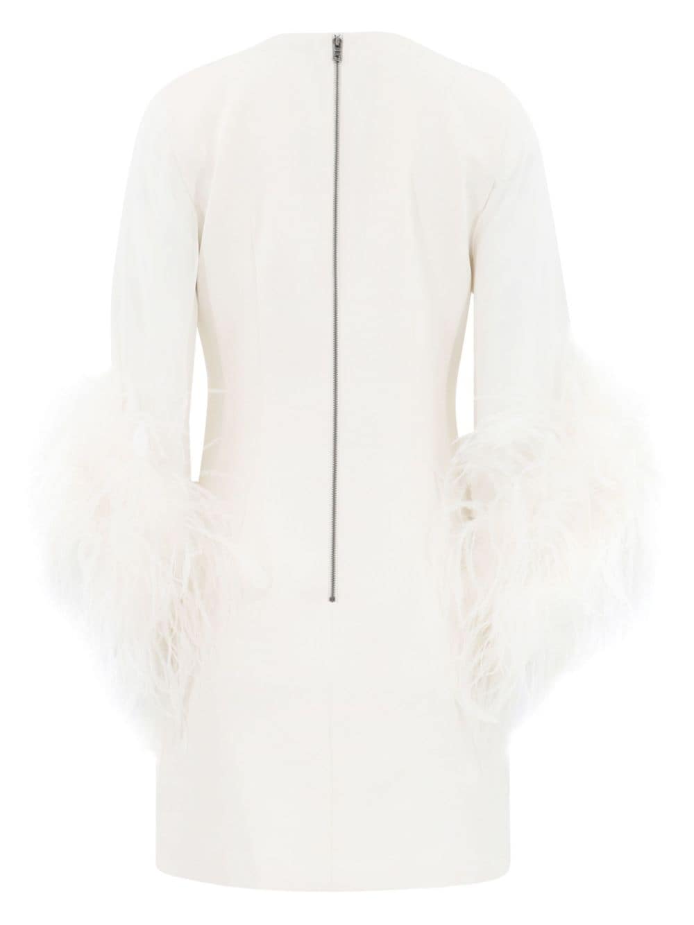 Shop Alice And Olivia Izola Feathered Minidress In Weiss