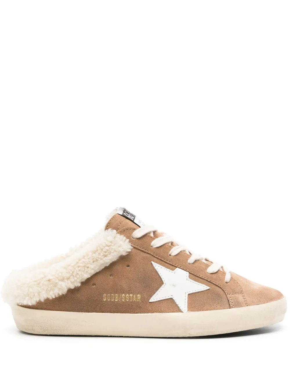 Golden Goose Super-Star shearling-trim suede slippers Brown