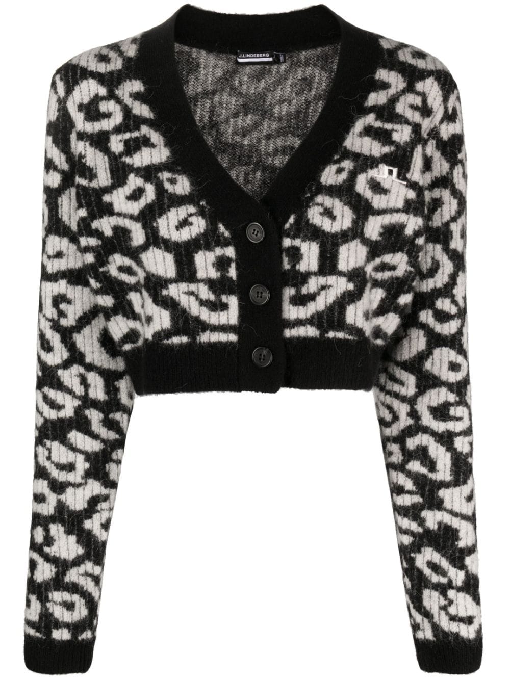 Shop J. Lindeberg Mallory Patterned Intarsia-knit Cardigan In Black