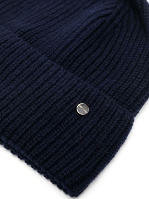 logo-plaque ribbed beanie