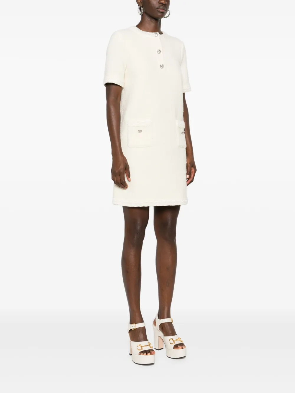  Gucci Double-g Mini Dress - Neutrals 