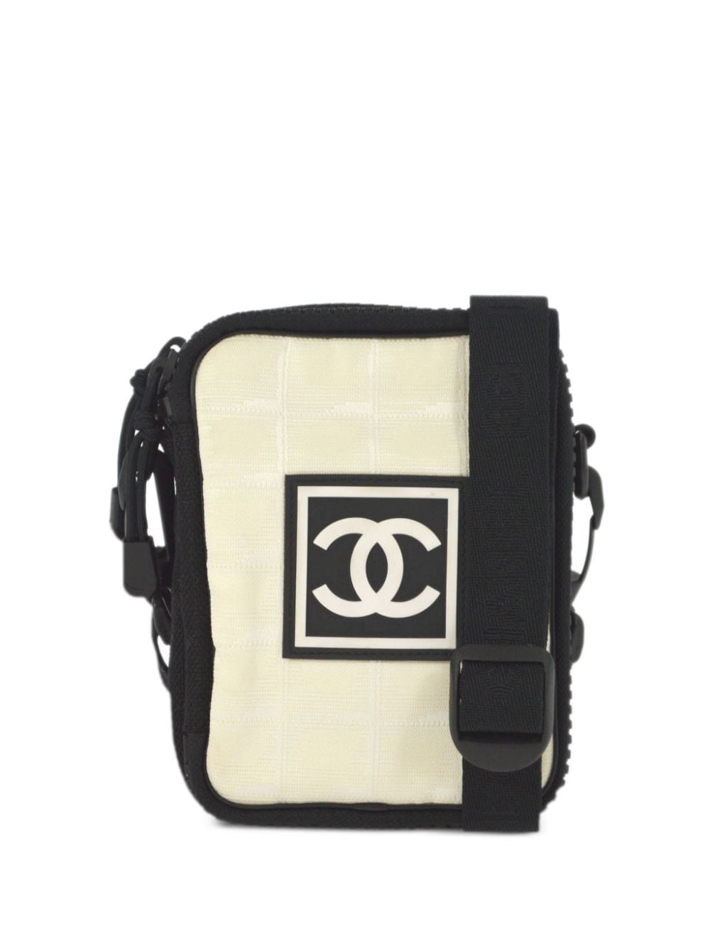 Pre-owned Chanel 2003 Sports Line Choco Bar Logo-appliqué Crossbody Bag In Neutrals