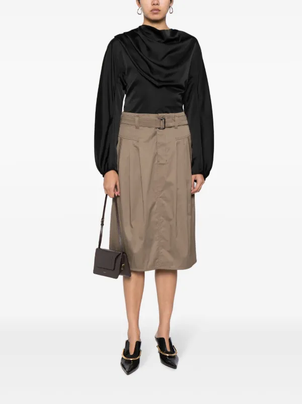 スカート Lemaire Midi skirt LEMAIRE belted-waist Pleated Midi Skirt | Brown | FARFETCH