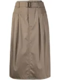 LEMAIRE belted-waist pleated midi skirt - Brown