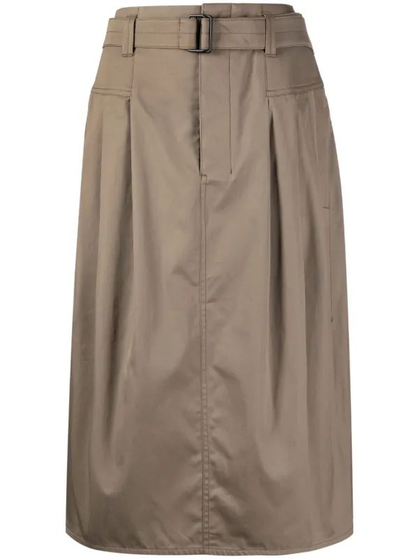 スカート Lemaire Midi skirt LEMAIRE belted-waist Pleated Midi Skirt | Brown | FARFETCH