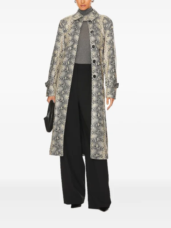 Simkhai python-print Belted Trench Coat | Grey | FARFETCH