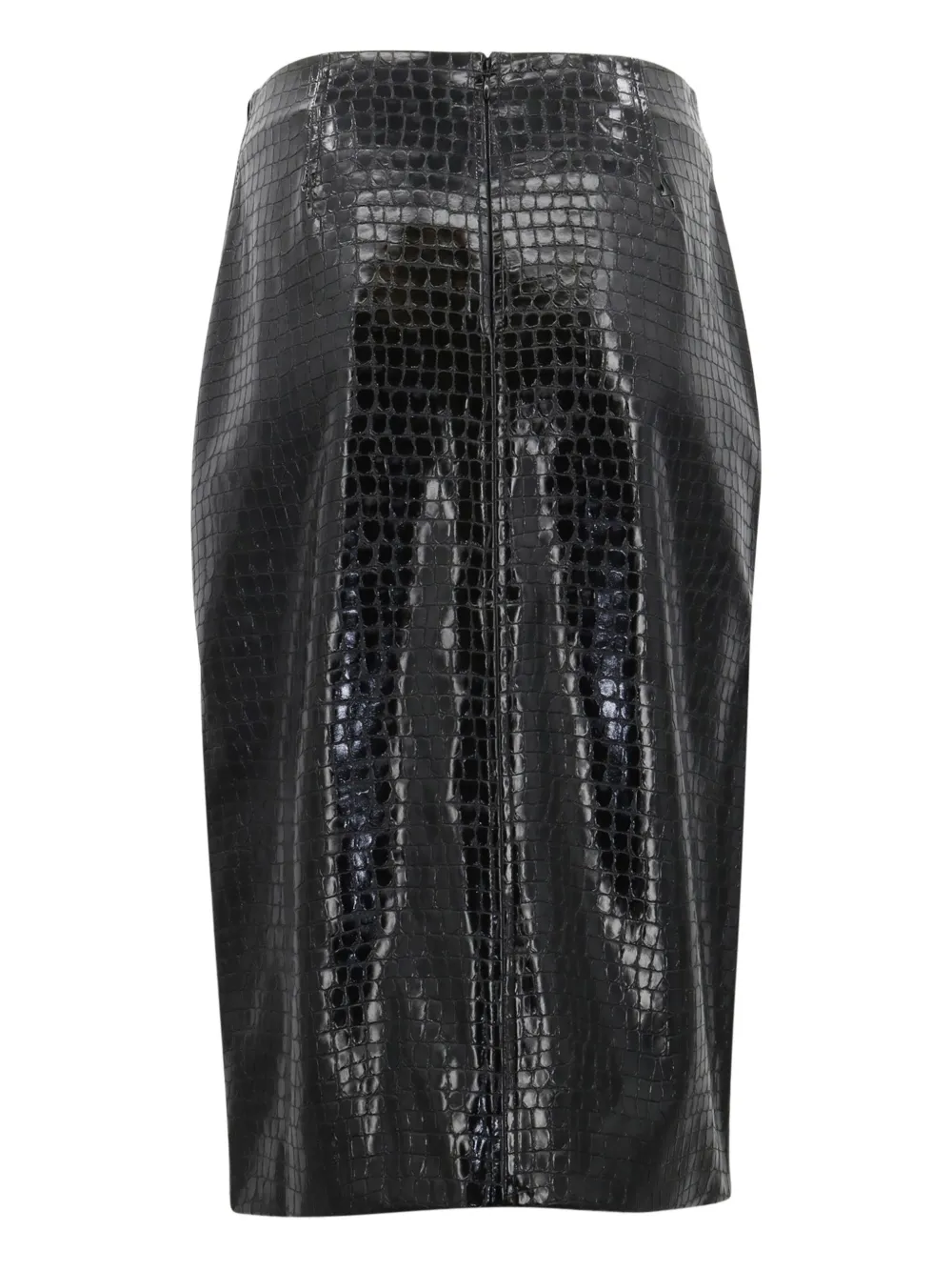 Tanya Taylor Juniper crocodile-embossed wrap skirt - Zwart