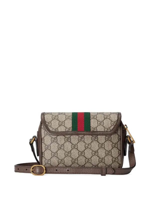 GUCCI Small Ophidia GG Supreme Web Crossbody Saddle Bag