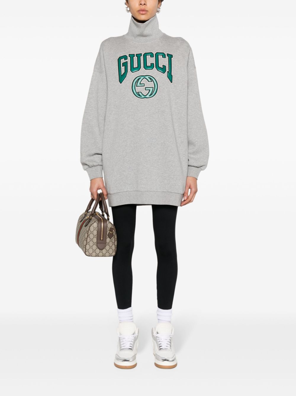 Gucci logo-patch cotton sweatshirt - Grey