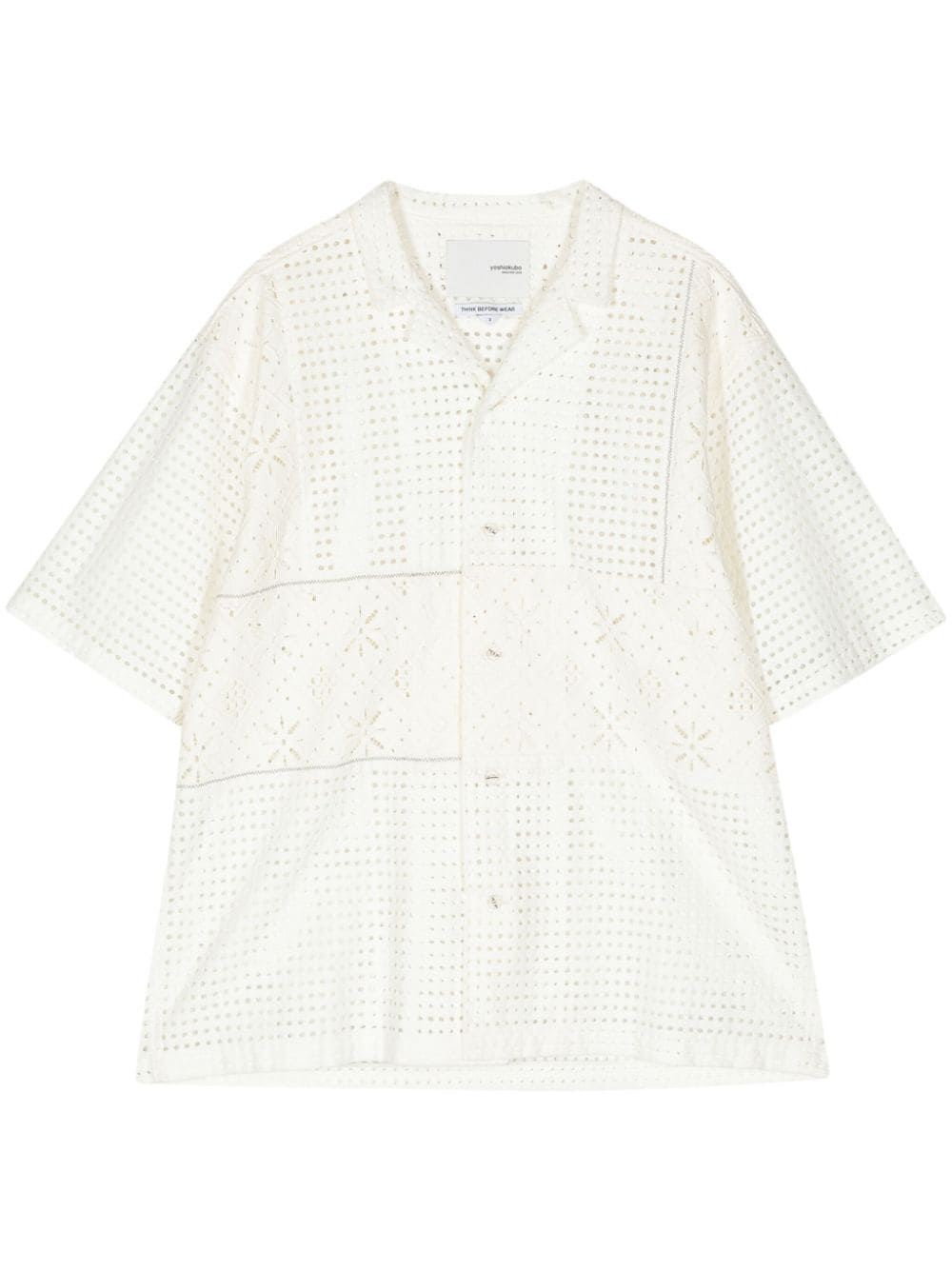 Yoshiokubo Short-sleeved Broderie-anglaise Shirt In White