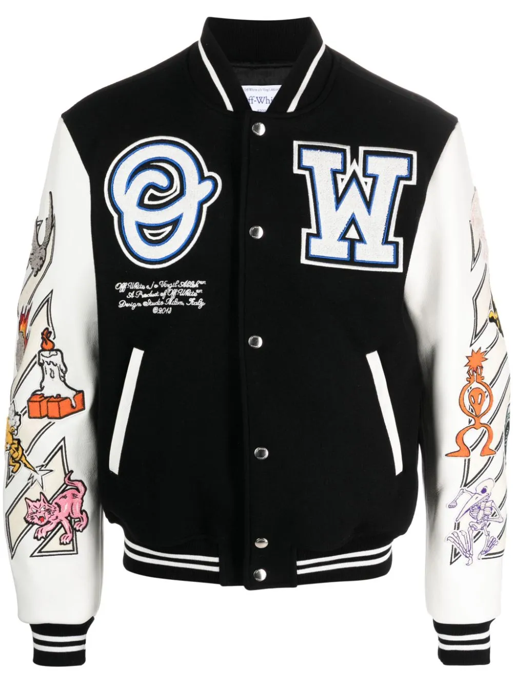 Off-white Logic Patch Varsity Jacket In Black