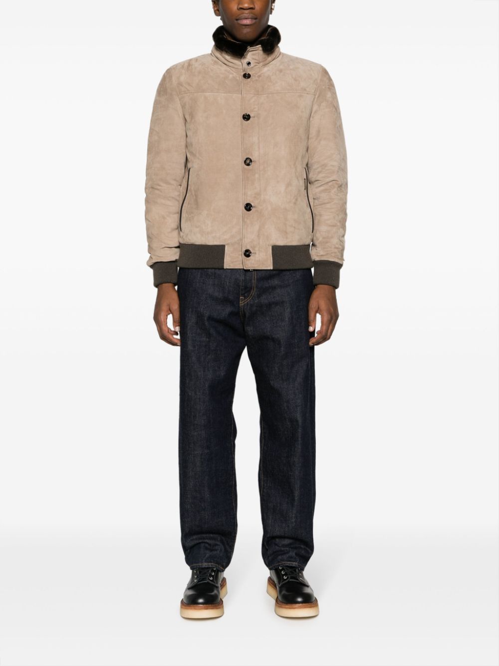 Moorer Audenio shearling-collar Suede Bomber Jacket - Farfetch