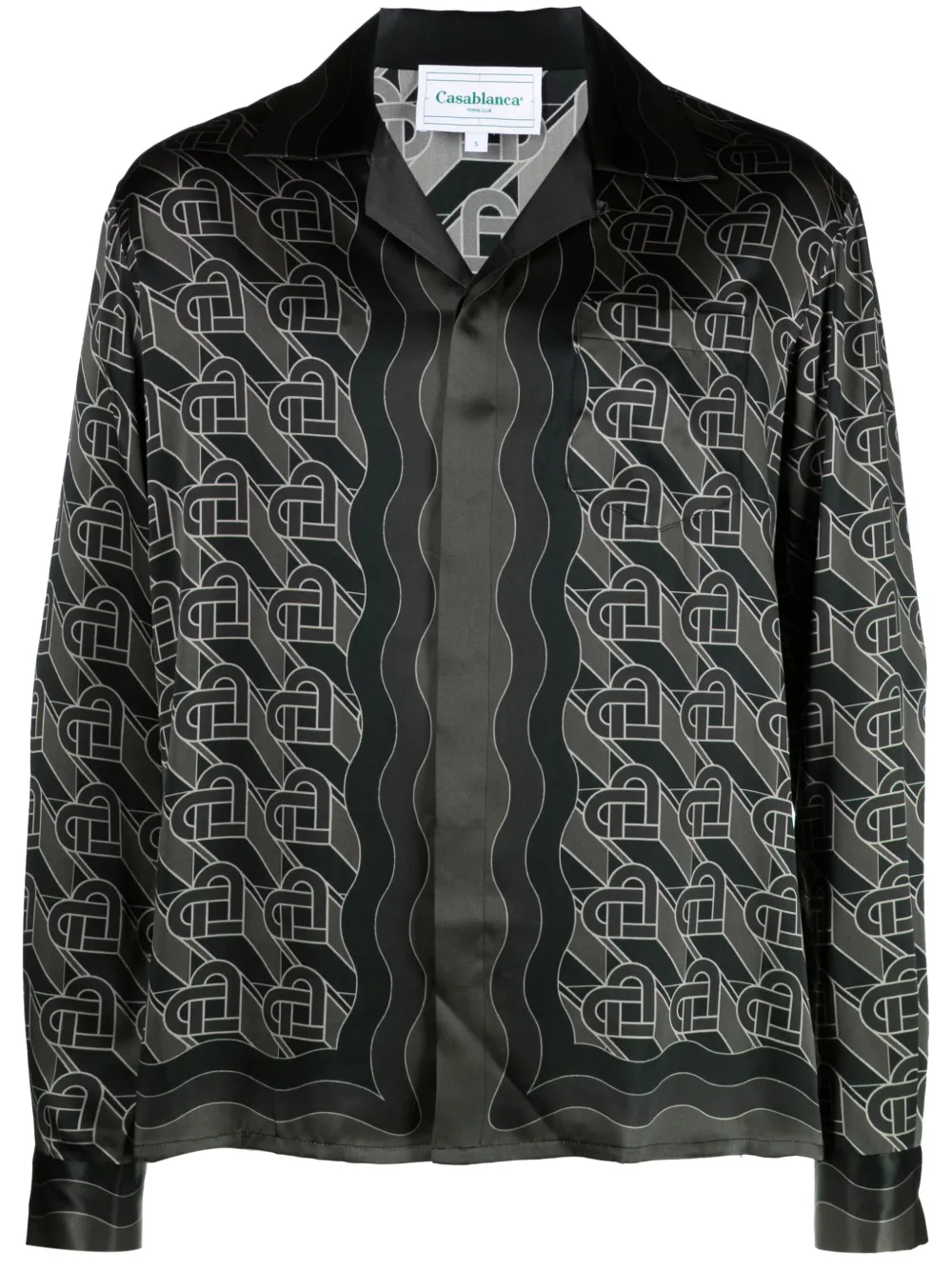 Casablanca Heart Monogram-print Silk Shirt - Unisex - Silk In Black