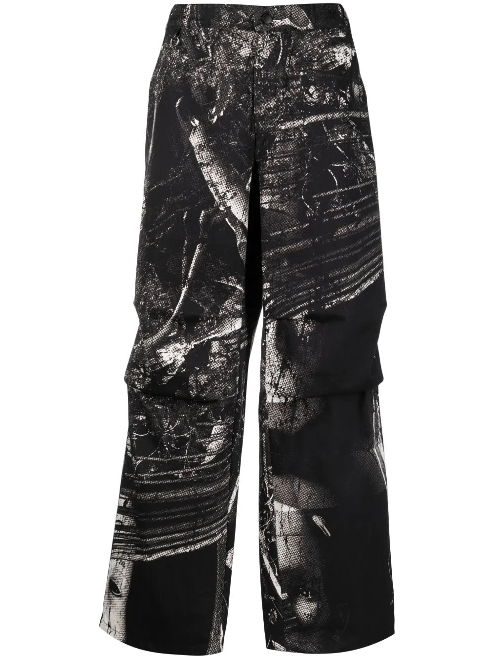 44 LABEL GROUP ETERNITY-PRINT WIDE-LEG COTTON TROUSERS