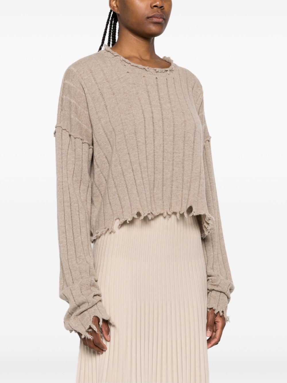 Shop Uma Wang Distressed-efffect Cashmere Jumper In Neutrals