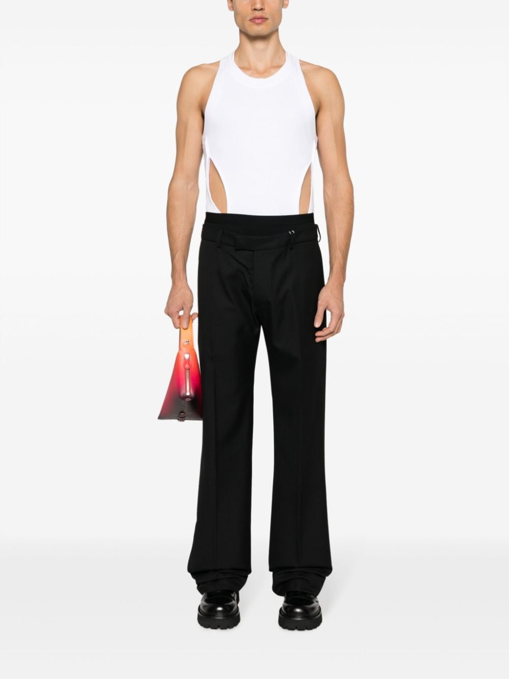 MM6 Maison Margiela belted straight-leg trousers - Zwart