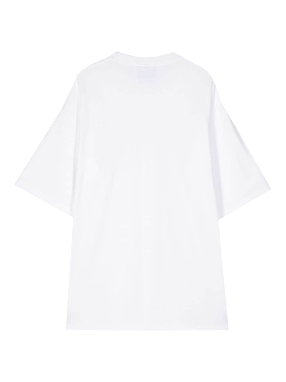 Shop Yoshiokubo Gathered Cotton T-shirt In White