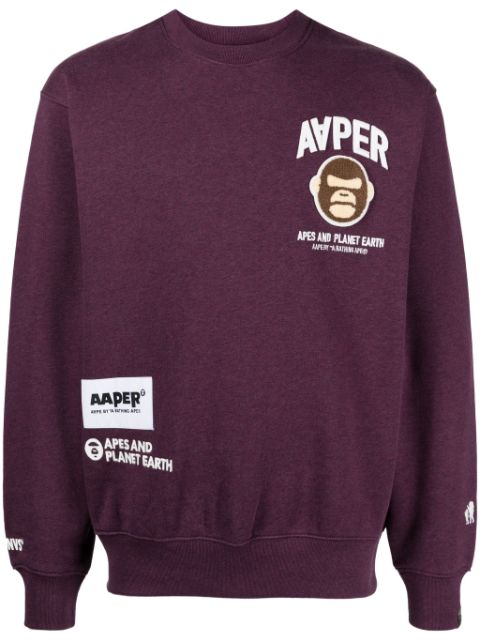 AAPE BY *A BATHING APE logo-applique jersey sweatshirt Men