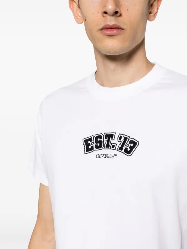 Off White Logic Cotton T shirt Farfetch