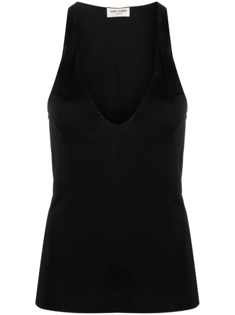 Saint Laurent plunging satin tank top