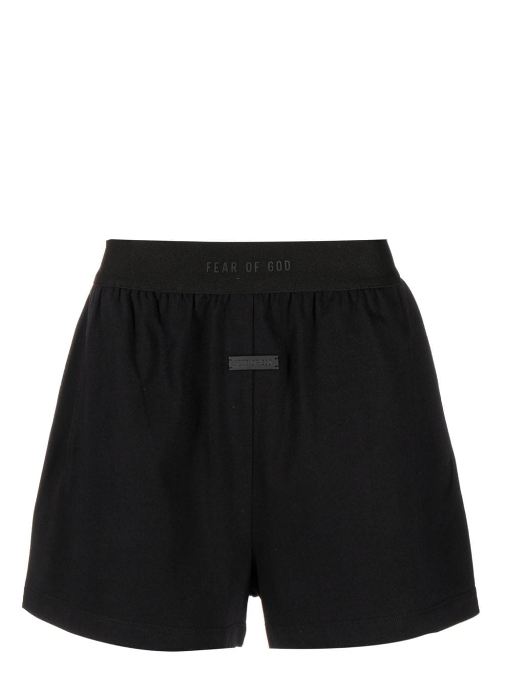 Fear Of God Logo-waistband Thigh-length Shorts In Black