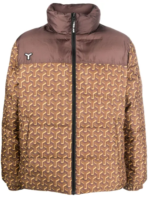 yes i am geometric-print reversible padded jacket