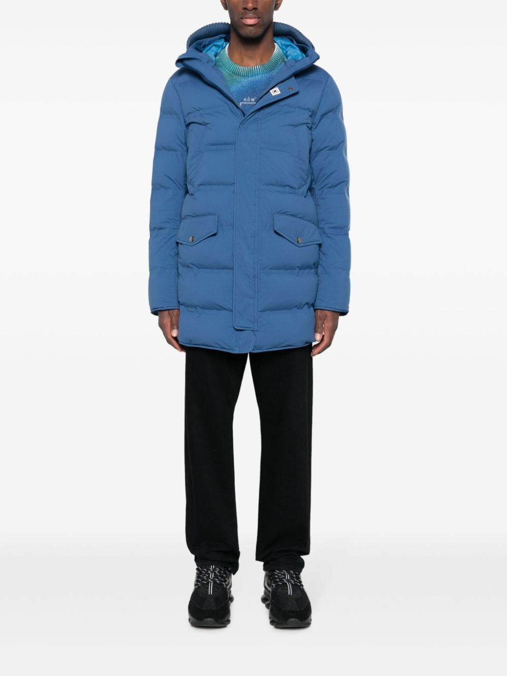 Shop Kired Slouch-hood Padded-design Jacket In Blau